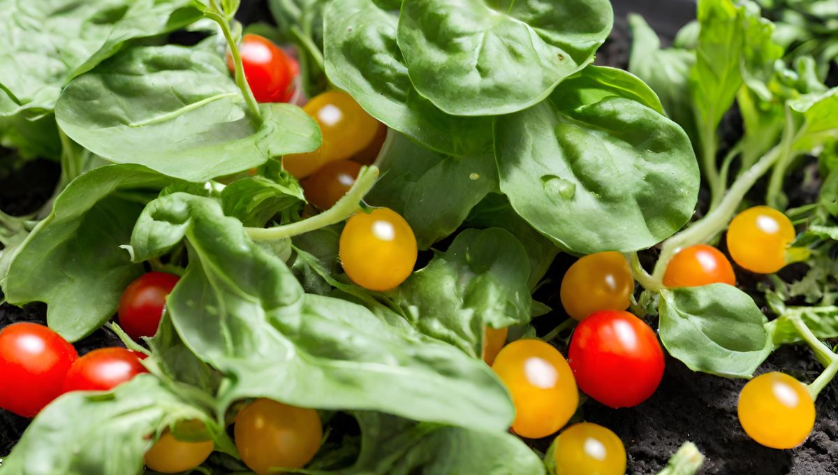 Malibar spinach, cherry tomatoes