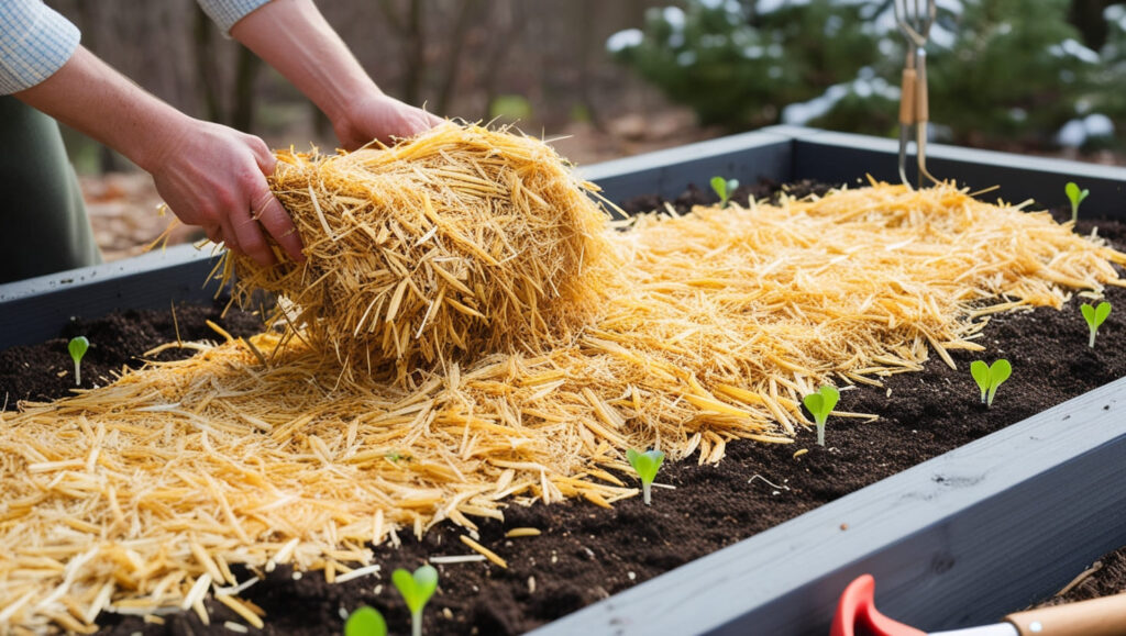 Applying Mulch to Garden Beds